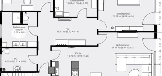 Wohnung in 52399 Merzenich, EG, 4 Zimmer, Erstbezug n. Sanierung