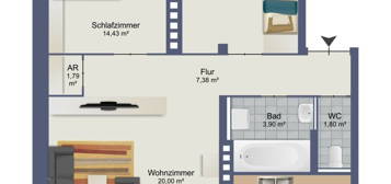 Sehr gut aufgeteilte 3 - Zimmer Wohnung