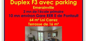 Appartement Duplex Emerainville 3 pièce(s) 64 m2 avec terrasse