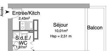 Studio  à louer, 1 pièce, 14 m², Étage 2/–