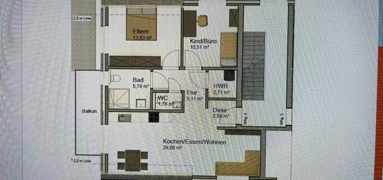 Mietwohnung in Bahnhof-Reken 1. Etage, 73m2, Balkon, PKW-Stellpla