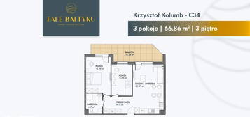 Fale Bałtyku | C34 | 3 pokoje 66.86 m² BALKON 18m²