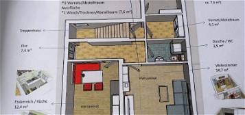 Häuschen klein mit Innenhof und Scheune zu vermieten.
