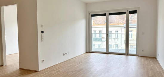 Online-Terminbuchung: 2-Zimmer-Neubauwohnung mit Balkon und Ausblick auf die Nordbergstraße im 5. Stock| inkl. hauseigenes Fitnessstudio, Waschküche, Co-Working Space und Gemeinschaftsterrasse