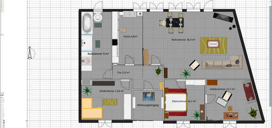 Traumhafte 4,5 Zimmer Wohnung auf 102 m² mitten in Steele.