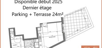 A VENDRE - TYPE 2 47,2m² - DERNIER ÉTAGE - 25m² DE TERRASSE - SUD-EST - PARKING - CELLIER - Baud Chardonnet - RENNES