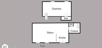 Duplex  à vendre, 2 pièces, 1 chambre, 45 m²