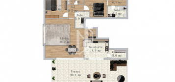 Penthouses 3 camere 2 bai terasa 94 mp si balcon.