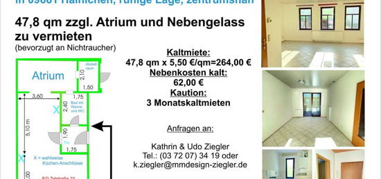 Schöne helle Einraumwohnung im Zentrum Hainichens