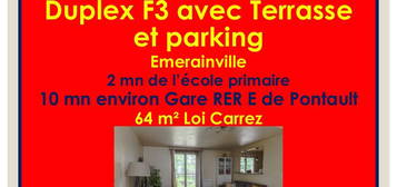 Appartement Duplex Emerainville 3 pièce(s) 64 m2 avec terrasse