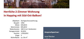 Herrliche 2-Zimmer Wohnung in Happing mit Süd-Ost-Balkon!