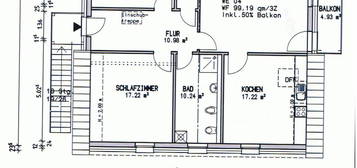 1 OG 3 Zi Whg / 100 m2 / Einbauküche / Balkon / Stellplatz