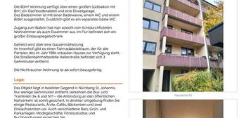 Schöne 3-Zimmer-Wohnung mit Balkon in Nürnberg Johannis  90419 Nü