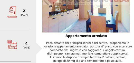 Attico con doppi servizi, terrazzo,cantina+garage