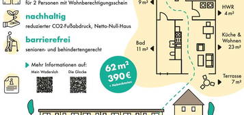 Neubauwohnung, 62m², Erstbezug, WBS erforderlich, barrierefrei,