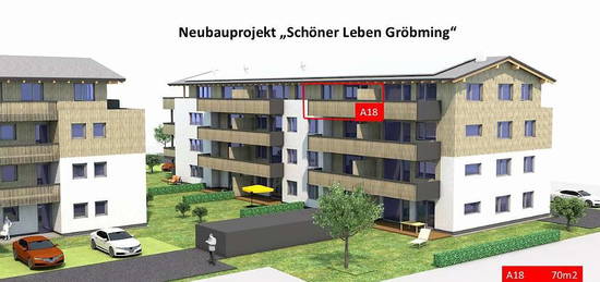 Neubau - Erstbezug - 70m2, 2 Schlafzimmer, Lift, schöne Terrasse im obersten Stockwerk, Tiefgarage