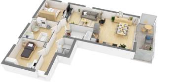 Appartement  à louer, 4 pièces, 3 chambres, 90 m²