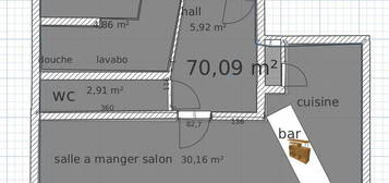 F1 rdc la seauve 67m2 417 euros