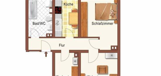 3 Zi. Wohnung in ruhiger Lage in Rudelsdorf zu vermieten