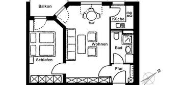 Zentral gelegene 2-Zimmer-Wohnung mit Einbauküche in Fürth