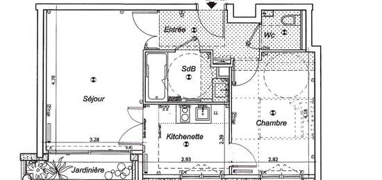 T2 46 m² dans immeuble standing, parking, à 3 minutes métro L4