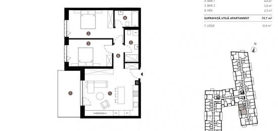 Apartament 3 camere, finisat, ERA_by HEXAGON