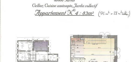 Tartas allées marines : T3 en duplex, 83 m2, cellier et jardin collectif