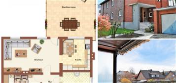 Ausbaufähige 3-Zimmer-Wohnung mit Dachterrasse, Garten und Garage