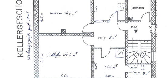 Wohnung 80 qm im Kellergeschoss zu vermieten