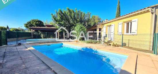 PIGNANS - MAISON PLAIN-PIED T5 DE 105M2, CARPORT, GARAGE, PISCINE, TERRAIN PLAT DE 708M2