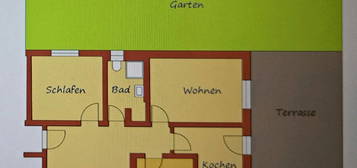 2 Zimmer-Wohnung mit Terrasse und Garten