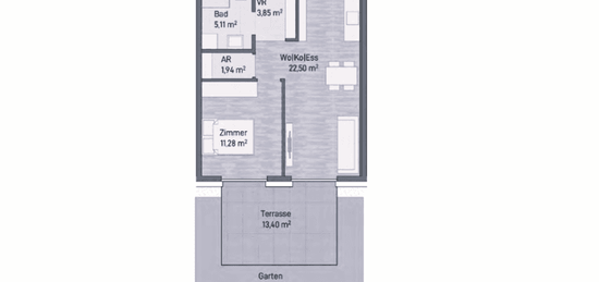 Graz, Jakomini! Neubauprojekt: Exklusive Anlegerwohnung (44m²) mit Terrasse und Eigengarten! Provisionsfrei