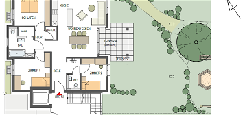Raffinierte 4-Zi-Wohnung im Erdgeschoss mit Garten, Gäste-WC und Abstellraum