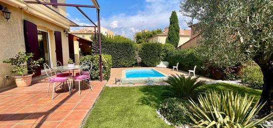 Villa T4 112m2, au calme, piscine, jardin et garage