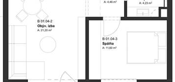 REZERVÁCIA (BD2_01.04) 2-izbový byt v projekte KRÁSNE V K