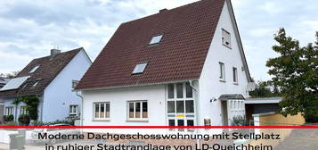 Moderne Dachgeschosswohnung mit Stellplatz in ruhiger Stadtrandlage von LD-Queichheim