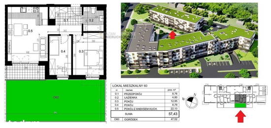 3pok|ok Lipska/Saska|ogród 47,5m2|Bagry|0%|Eng