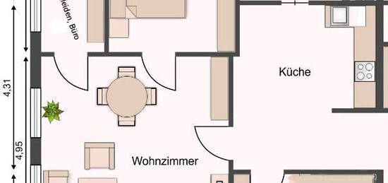 Wohnung 3 1/2 Zimmer, Kamin, Ländlich