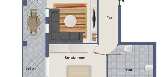 Unterbilk: Schöne 2-Raum Wohnung mit Balkon und offener Küche im Trendviertel!