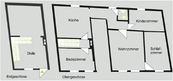 100-m²-3-Zi-3-Raum-Wohnung EG+1.OG, schöner Altbau, Hofseite - K17