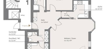 3-Zi Nymphenburg, 110 qm, 2 Balkone, 1.OG mit Lift; TG-Platz