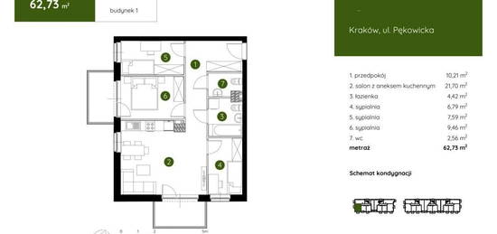 Mieszkanie 4 pokojowe ul. Pękowicka I 62,73 m²