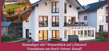 Einmaliger 180° Wasserblick auf 3 Ebenen!
Traumhaus am Nord-Ostsee-Kanal!