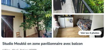 Studio Meublé en zone pavillonnaire avec balcon