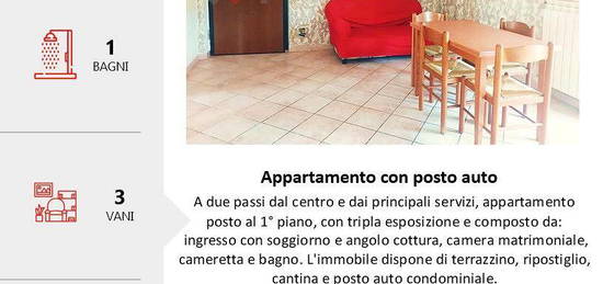 Appartamento con 2 camere,ripostiglio e cantina