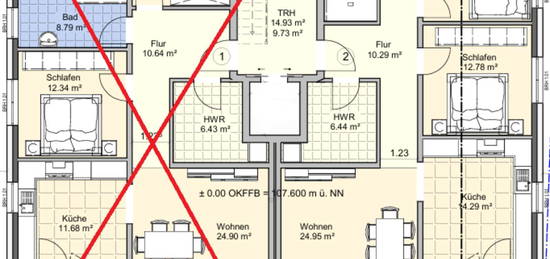 Erstbezug, 3-Zimmer-EG-Wohnung mit Terrasse, KFW 40 Standard