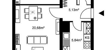 1600/80603/72 Schöne Zweizimmerwohnung mit Balkon und Aufzug im 5. OG.