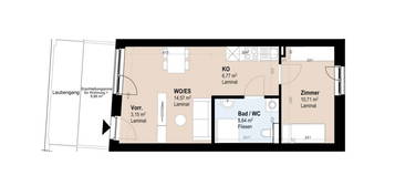 Neubauwohnung mit 2 Zimmern im 2. Stock