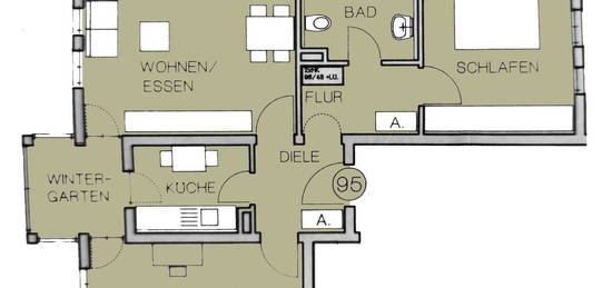 Wohlfühlen im Grünen: 3-Raum-Wohnung mit Wintergarten in ruhiger Lage