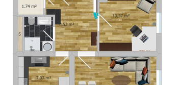 Sanierte 3-Zimmerwohnung im 4.OG, 67m², verfügbar ab 15.02.2024